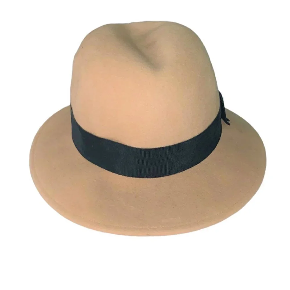 Adolfo Women's Fedora Tan with Feather